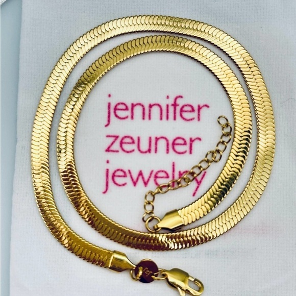 Jennifer Zeuner Karli 14K Gold Hamilton Yellow Gold Herringbone Necklace NEW - Picture 4 of 12